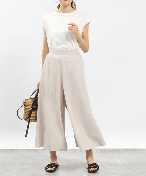 GLOBAL WORK Smile Seed Store（グローバルワーク スマイルシードストア）の「リネン混フレアワイドパンツ/180964（その他パンツ・レディース・ブラック/チャコール/ラベンダー/チェック/ホワイト系その他・LARGE/SMALL/MEDIUM）」の8枚目の写真