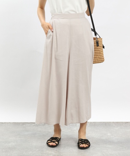 GLOBAL WORK Smile Seed Store（グローバルワーク スマイルシードストア）の「リネン混フレアワイドパンツ/180964（その他パンツ・レディース・ブラック/チャコール/ラベンダー/チェック/ホワイト系その他・LARGE/SMALL/MEDIUM）」の6枚目の写真