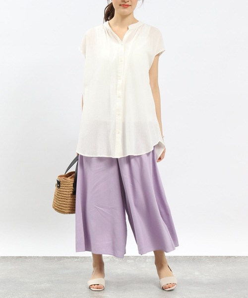 GLOBAL WORK Smile Seed Store（グローバルワーク スマイルシードストア）の「リネン混フレアワイドパンツ/180964（その他パンツ・レディース・ブラック/チャコール/ラベンダー/チェック/ホワイト系その他・LARGE/SMALL/MEDIUM）」の14枚目の写真