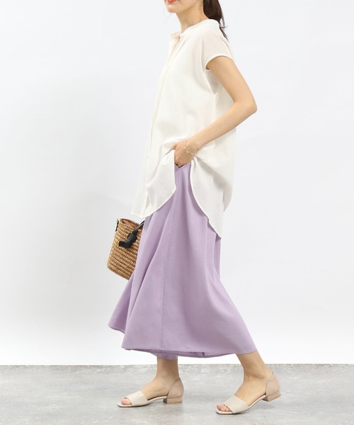 GLOBAL WORK Smile Seed Store（グローバルワーク スマイルシードストア）の「リネン混フレアワイドパンツ/180964（その他パンツ・レディース・ブラック/チャコール/ラベンダー/チェック/ホワイト系その他・LARGE/SMALL/MEDIUM）」の13枚目の写真