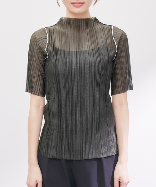 ROPE' PICNIC（ロペピクニック）の「シアープリーツプチハイネックカットトップス（Tシャツ/カットソー・レディース・オフホワイト/チャコールグレー/ブルー・38）」の14枚目の写真