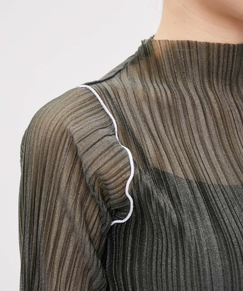 ROPE' PICNIC（ロペピクニック）の「シアープリーツプチハイネックカットトップス（Tシャツ/カットソー・レディース・オフホワイト/チャコールグレー/ブルー・38）」の10枚目の写真