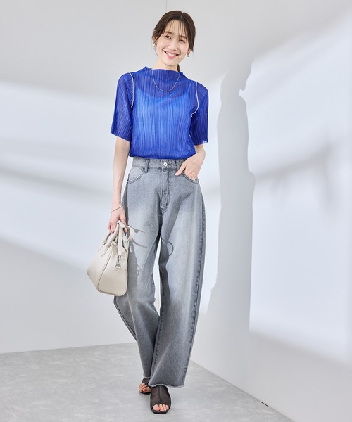 ROPE' PICNIC（ロペピクニック）の「シアープリーツプチハイネックカットトップス（Tシャツ/カットソー・レディース・オフホワイト/チャコールグレー/ブルー・38）」の21枚目の写真