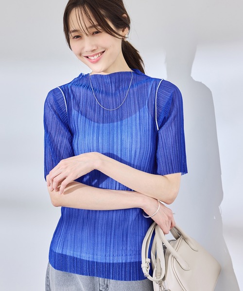 セール】シアープリーツプチハイネックカットトップス（Tシャツ