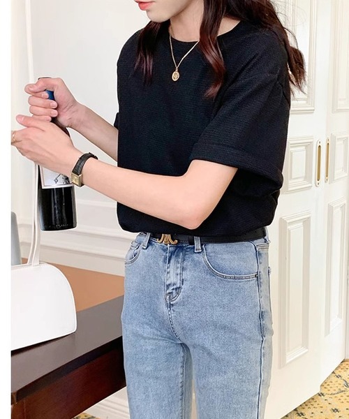 MAISON DE THERESE(メゾン ド テレーズ)の「クルーネックゆったり半袖Tシャツ(Tシャツ/カットソー・レディース・ホワイト/ブラック/アイボリー/カーキ・S/M/L)」の9枚目の写真