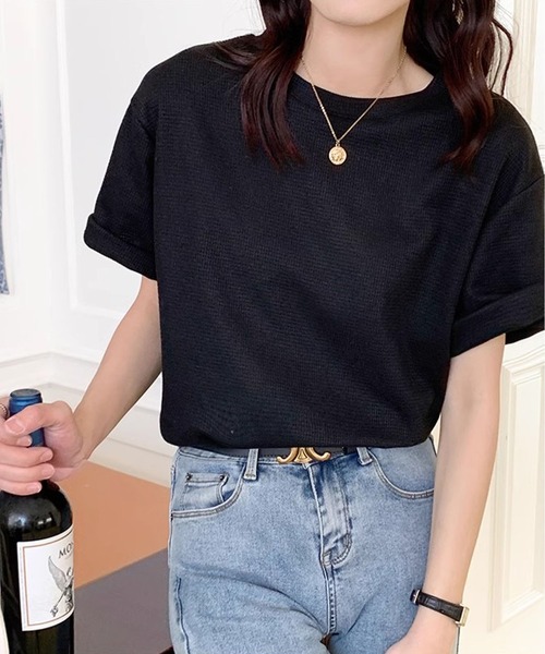 MAISON DE THERESE(メゾン ド テレーズ)の「クルーネックゆったり半袖Tシャツ(Tシャツ/カットソー・レディース・ホワイト/ブラック/アイボリー/カーキ・S/M/L)」の15枚目の写真