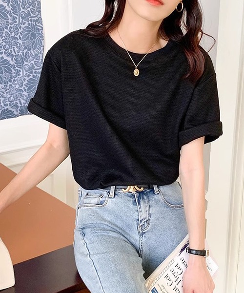 MAISON DE THERESE(メゾン ド テレーズ)の「クルーネックゆったり半袖Tシャツ(Tシャツ/カットソー・レディース・ホワイト/ブラック/アイボリー/カーキ・S/M/L)」の14枚目の写真