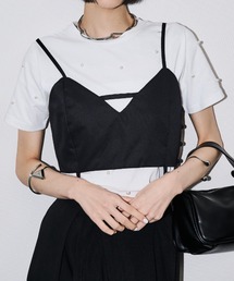 パール/スタッズ付きTシャツ