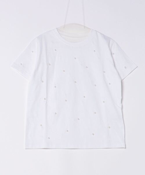 AIC.（エーアイシー）の「パール/スタッズ付きTシャツ（Tシャツ/カットソー・レディース・オフホワイト/チャコールグレー・FREE）」の7枚目の写真