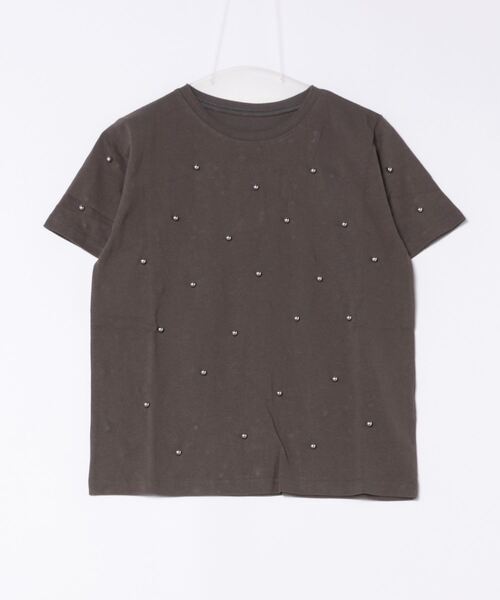 AIC.（エーアイシー）の「パール/スタッズ付きTシャツ（Tシャツ/カットソー・レディース・オフホワイト/チャコールグレー・FREE）」の8枚目の写真