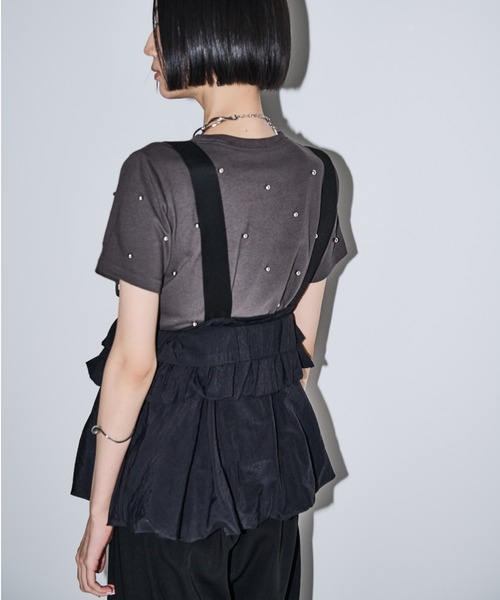 AIC.（エーアイシー）の「パール/スタッズ付きTシャツ（Tシャツ/カットソー・レディース・オフホワイト/チャコールグレー・FREE）」の10枚目の写真