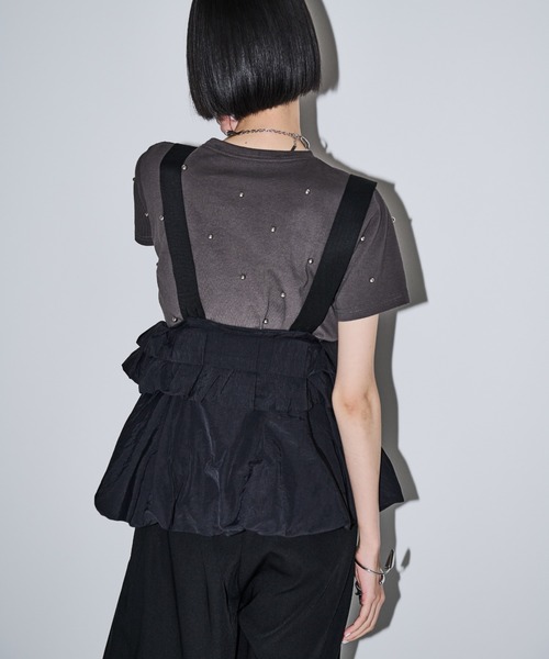 AIC.（エーアイシー）の「パール/スタッズ付きTシャツ（Tシャツ/カットソー・レディース・オフホワイト/チャコールグレー・FREE）」の11枚目の写真