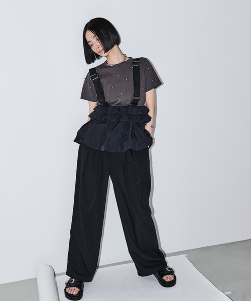 AIC.（エーアイシー）の「パール/スタッズ付きTシャツ（Tシャツ/カットソー・レディース・オフホワイト/チャコールグレー・FREE）」の12枚目の写真