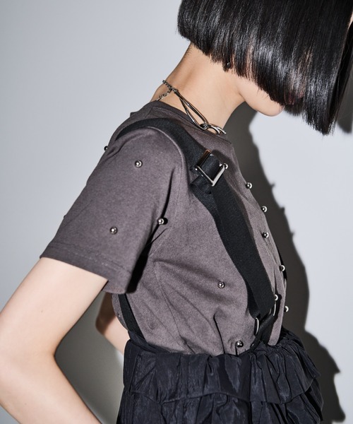 AIC.（エーアイシー）の「パール/スタッズ付きTシャツ（Tシャツ/カットソー・レディース・オフホワイト/チャコールグレー・FREE）」の18枚目の写真