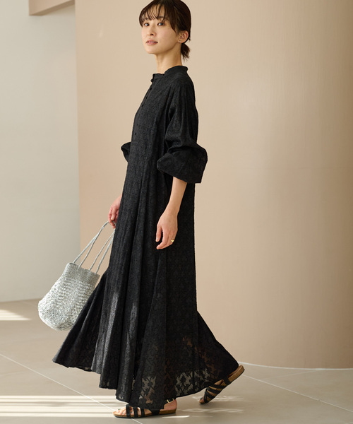 JOURNAL STANDARD relume（ジャーナルスタンダード　レリューム）の「《追加》コットンジャガードフレアワンピース（ワンピース・レディース・ブラック/ベージュ/ホワイト・FREE）」の2枚目の写真