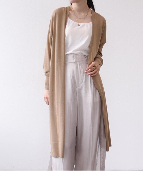 Three Four Time（ｽﾘｰﾌｫｰﾀｲﾑ）の「《UVカット/接触冷感/通気性》さらさらロングカーディガン（カーディガン/ボレロ・レディース・ベージュ/ブラック/ブルー/ライトグリーン・FREE）」の3枚目の写真