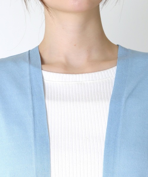 Three Four Time（ｽﾘｰﾌｫｰﾀｲﾑ）の「《UVカット/接触冷感/通気性》さらさらロングカーディガン（カーディガン/ボレロ・レディース・ベージュ/ブラック/ブルー/ライトグリーン・FREE）」の5枚目の写真