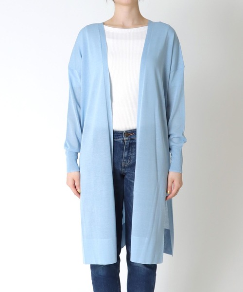 Three Four Time（ｽﾘｰﾌｫｰﾀｲﾑ）の「《UVカット/接触冷感/通気性》さらさらロングカーディガン（カーディガン/ボレロ・レディース・ベージュ/ブラック/ブルー/ライトグリーン・FREE）」の12枚目の写真