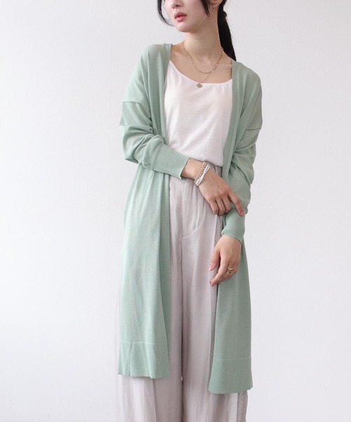 Three Four Time（ｽﾘｰﾌｫｰﾀｲﾑ）の「《UVカット/接触冷感/通気性》さらさらロングカーディガン（カーディガン/ボレロ・レディース・ベージュ/ブラック/ブルー/ライトグリーン・FREE）」の21枚目の写真