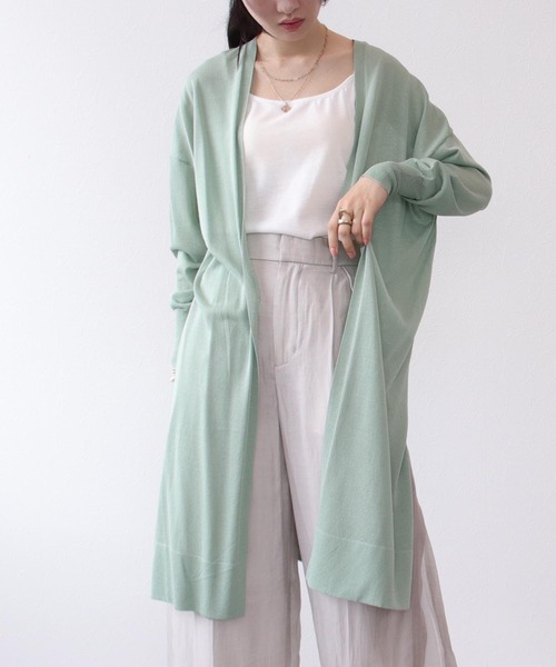 Three Four Time（ｽﾘｰﾌｫｰﾀｲﾑ）の「《UVカット/接触冷感/通気性》さらさらロングカーディガン（カーディガン/ボレロ・レディース・ベージュ/ブラック/ブルー/ライトグリーン・FREE）」の22枚目の写真