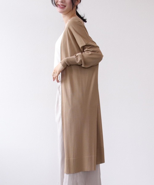 Three Four Time（ｽﾘｰﾌｫｰﾀｲﾑ）の「《UVカット/接触冷感/通気性》さらさらロングカーディガン（カーディガン/ボレロ・レディース・ベージュ/ブラック/ブルー/ライトグリーン・FREE）」の17枚目の写真