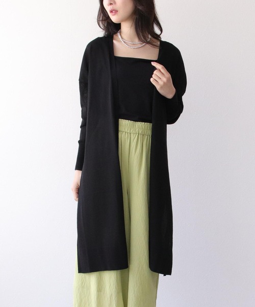 Three Four Time（ｽﾘｰﾌｫｰﾀｲﾑ）の「《UVカット/接触冷感/通気性》さらさらロングカーディガン（カーディガン/ボレロ・レディース・ベージュ/ブラック/ブルー/ライトグリーン・FREE）」の9枚目の写真