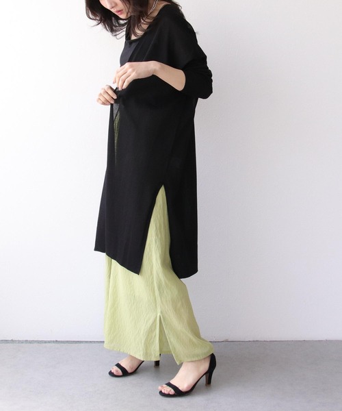 Three Four Time（ｽﾘｰﾌｫｰﾀｲﾑ）の「《UVカット/接触冷感/通気性》さらさらロングカーディガン（カーディガン/ボレロ・レディース・ベージュ/ブラック/ブルー/ライトグリーン・FREE）」の10枚目の写真