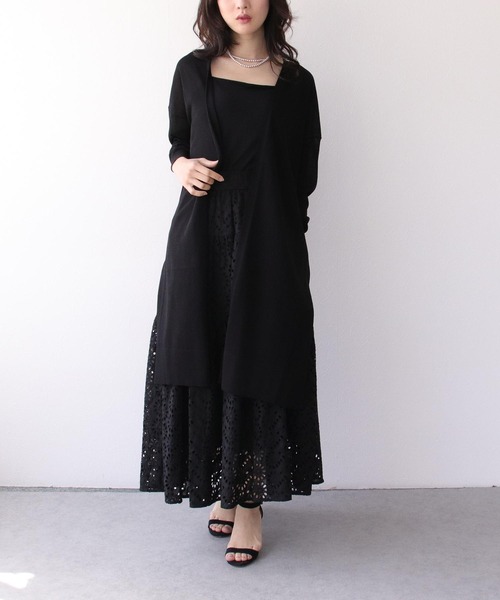 Three Four Time（ｽﾘｰﾌｫｰﾀｲﾑ）の「《UVカット/接触冷感/通気性》さらさらロングカーディガン（カーディガン/ボレロ・レディース・ベージュ/ブラック/ブルー/ライトグリーン・FREE）」の11枚目の写真