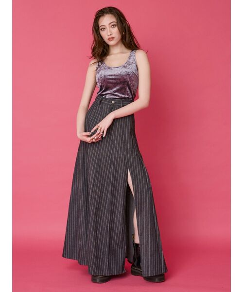 EVRIS（エヴリス）の「サマーベロアカップインタンク【セットアップ着用可能】（タンクトップ・レディース・グレー/ピンク/グリーン・FREE）」の7枚目の写真