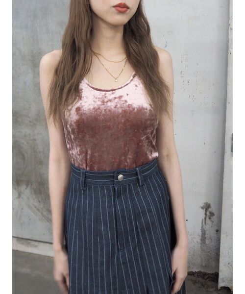 EVRIS（エヴリス）の「サマーベロアカップインタンク【セットアップ着用可能】（タンクトップ・レディース・グレー/ピンク/グリーン・FREE）」の10枚目の写真