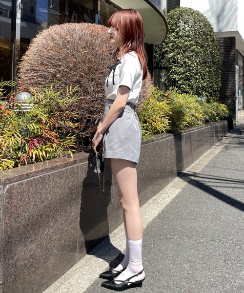 NOMAE（ノーマエ）の「【新色追加】カットアウトパイピングリボントップス（Tシャツ/カットソー・レディース・ホワイト/ベージュ/ブラック/グレー/アイボリー・FREE）」の14枚目の写真