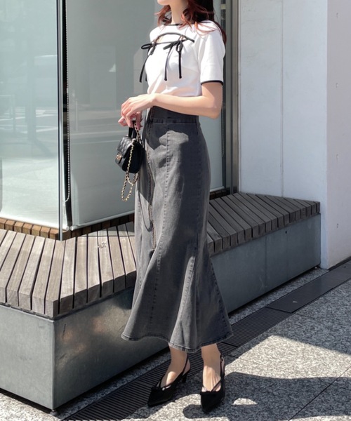 NOMAE（ノーマエ）の「【新色追加】カットアウトパイピングリボントップス（Tシャツ/カットソー・レディース・ホワイト/ベージュ/ブラック/グレー/アイボリー・FREE）」の18枚目の写真