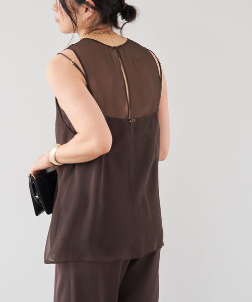 Deuxieme Classe(ドゥーズィエムクラス)の「SILK SHEER キャミタンク(タンクトップ・レディース・ブラウン・FREE)」の4枚目の写真