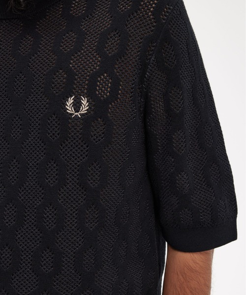 FRED PERRY(フレッドペリー)の「Open Knit T-Shirt(Tシャツ/カットソー・メンズ・ブラック・L/M)」の9枚目の写真