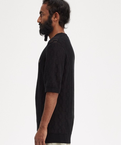 FRED PERRY(フレッドペリー)の「Open Knit T-Shirt(Tシャツ/カットソー・メンズ・ブラック・L/M)」の11枚目の写真