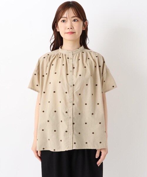 one'sterrace(ワンズテラス)の「綿麻ドット刺繍 前開きブラウス(シャツ/ブラウス・レディース・ベージュ系8/アイボリー系8・02)」の3枚目の写真