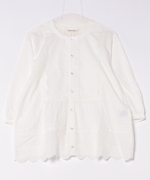 SUPER HAKKA（スーパーハッカ）の「エンブロイダリーレース×天竺ブラウスカーディガン（カーディガン/ボレロ・レディース・オレンジ/オフホワイト/ブラック・FREE）」の5枚目の写真