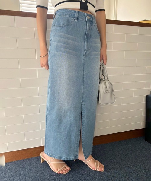 one after another NICE CLAUP(ワンアフターアナザーナイスクラップ)の「【OTONA NICE】ストレッチデニムスカート(デニムスカート・レディース・ブラック/ネイビー/ブルー・SMALL/MEDIUM/LARGE)」の3枚目の写真