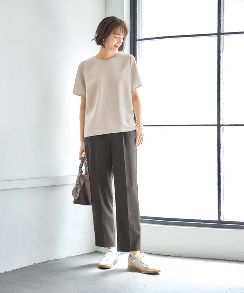 STYLE DELI(スタイルデリ)の「サラサラな裏地付きジョーゼット半袖ブラウス(シャツ/ブラウス・レディース・ブラック/アイボリー/グレイッシュベージュ・FREE)」の17枚目の写真