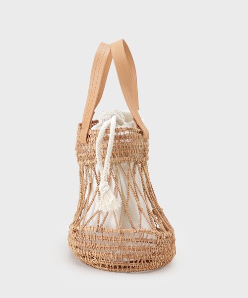 GALLEST（ギャレスト）の「◆【TARANGO】レザーハンドルかごバック（トートバッグ・レディース・ブラック/アイボリー・00）」の5枚目の写真