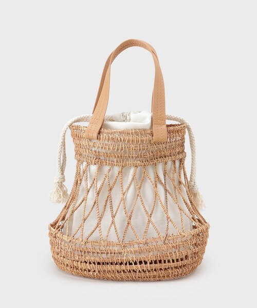 GALLEST（ギャレスト）の「◆【TARANGO】レザーハンドルかごバック（トートバッグ・レディース・ブラック/アイボリー・00）」の6枚目の写真