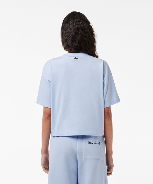 LACOSTE(ラコステ)の「ルネ・ラコステシグネチャー ワイド&クロップド丈Tシャツ(Tシャツ/カットソー・レディース・ライトブルー/ダークグリーン・34/36/38/40)」の6枚目の写真