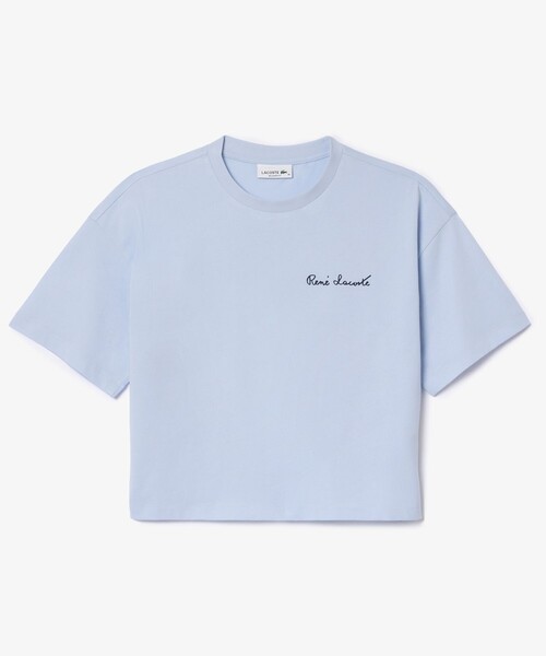LACOSTE(ラコステ)の「ルネ・ラコステシグネチャー ワイド&クロップド丈Tシャツ(Tシャツ/カットソー・レディース・ライトブルー/ダークグリーン・34/36/38/40)」の7枚目の写真