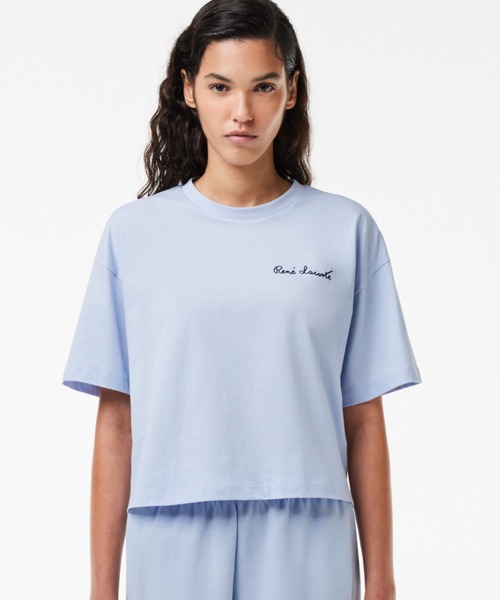 【セール】ルネ・ラコステシグネチャー ワイド&クロップド丈Tシャツ(Tシャツ/カットソー)|LACOSTE(ラコステ)