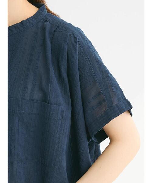 Green　Parks（グリーンパークス）の「I　バンドカラーデザイン5分袖シャツ（シャツ/ブラウス・レディース・ミント/ダークネイビー/オフホワイト・FREE）」の22枚目の写真