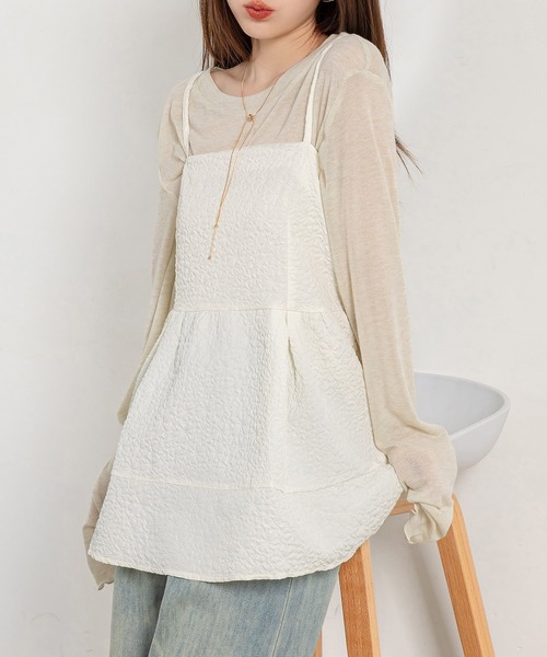 DAY CLOSET(デイ クローゼット)の「【アジャスター調節可】ふんわり感が今っぽい。 ジャガード ペプラム キャミソール レディース(キャミソール・レディース・ブラック/アイボリー/ライトブルー・S/M/L)」の20枚目の写真