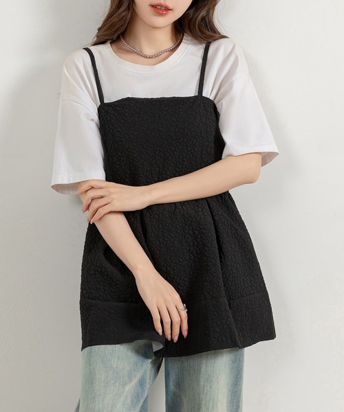 DAY CLOSET(デイ クローゼット)の「【アジャスター調節可】ふんわり感が今っぽい。 ジャガード ペプラム キャミソール レディース(キャミソール・レディース・ブラック/アイボリー/ライトブルー・S/M/L)」の17枚目の写真