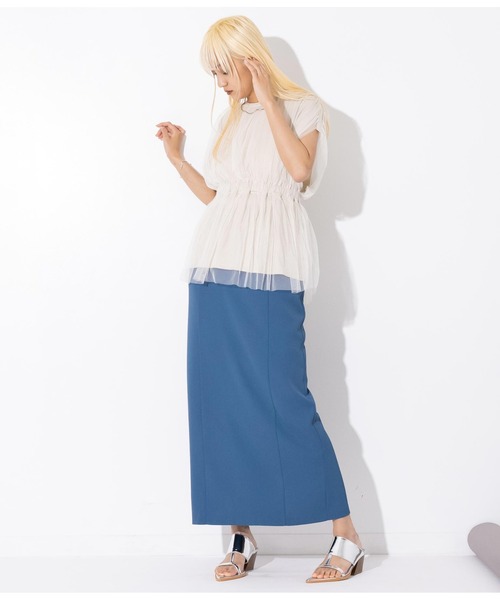 Settimissimo（セッティミッシモ）の「バックスリットナローロングスカート（スカート・レディース・ブルー/ブラック・FREE）」の15枚目の写真
