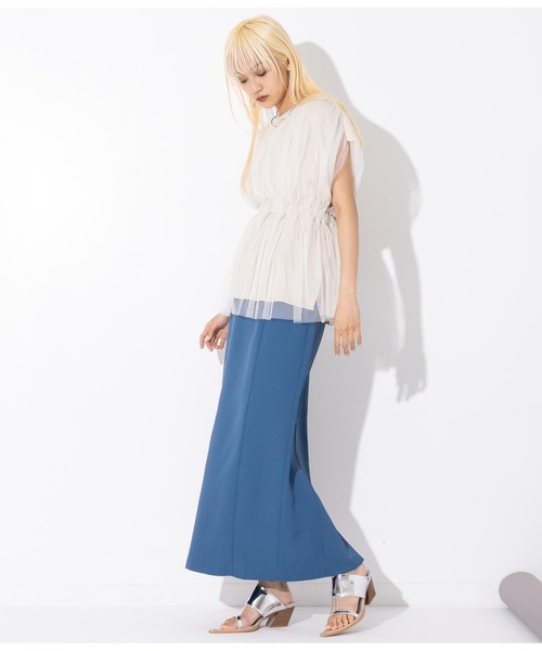 Settimissimo（セッティミッシモ）の「バックスリットナローロングスカート（スカート・レディース・ブルー/ブラック・FREE）」の16枚目の写真