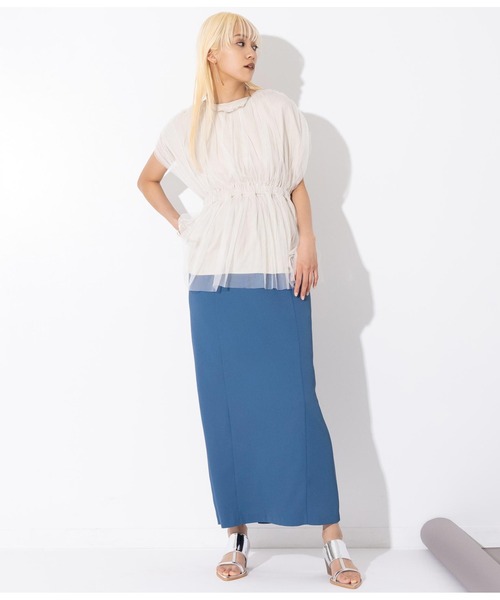 Settimissimo（セッティミッシモ）の「バックスリットナローロングスカート（スカート・レディース・ブルー/ブラック・FREE）」の14枚目の写真